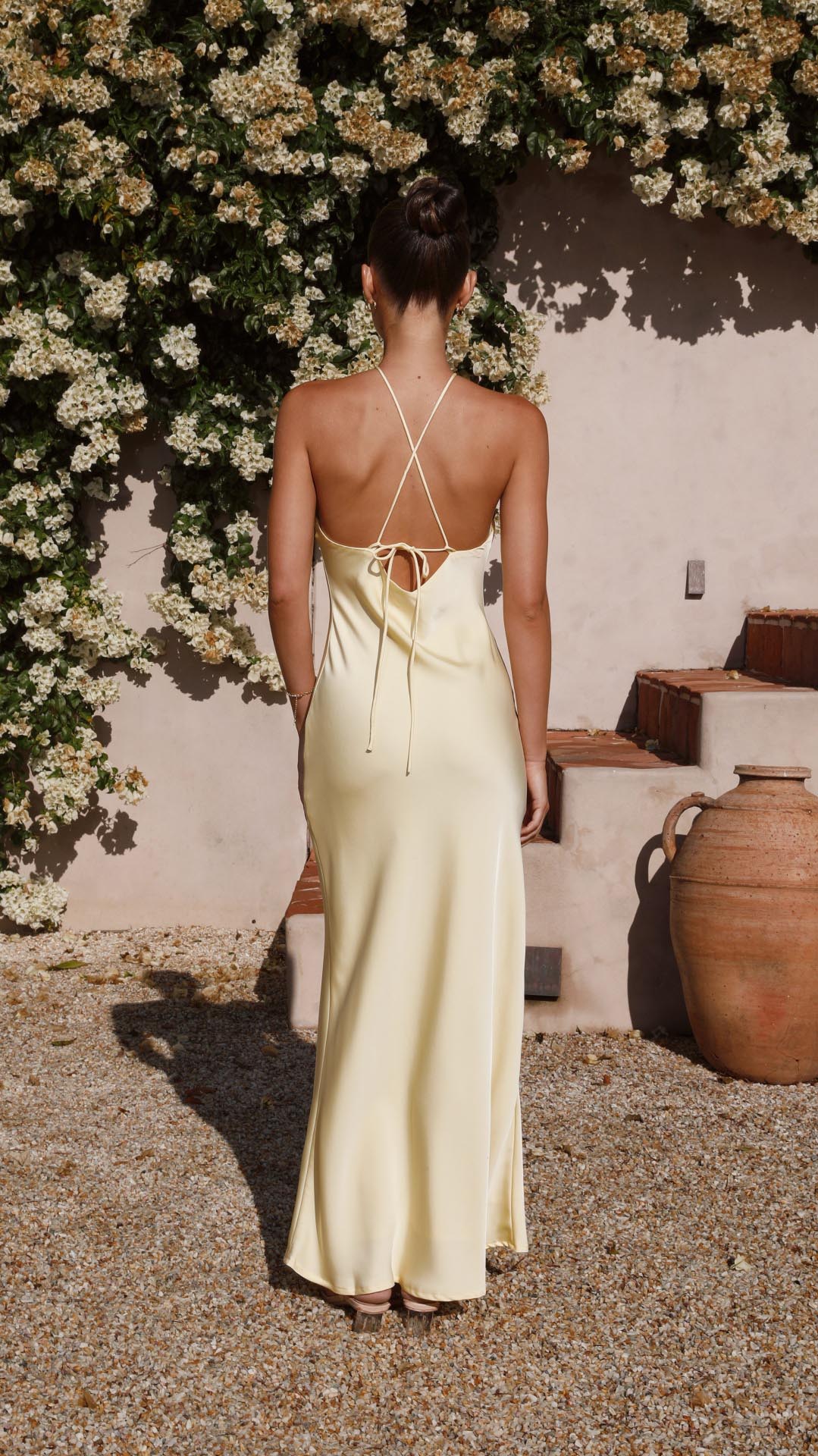 Lena | Yellow Halter Tie - Back Maxi Dress - Lora Toronto