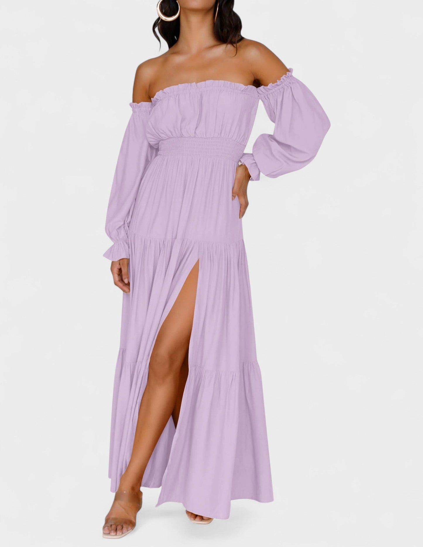 Lila | Off - Shoulder Flounce Maxi Dress - Lora Toronto