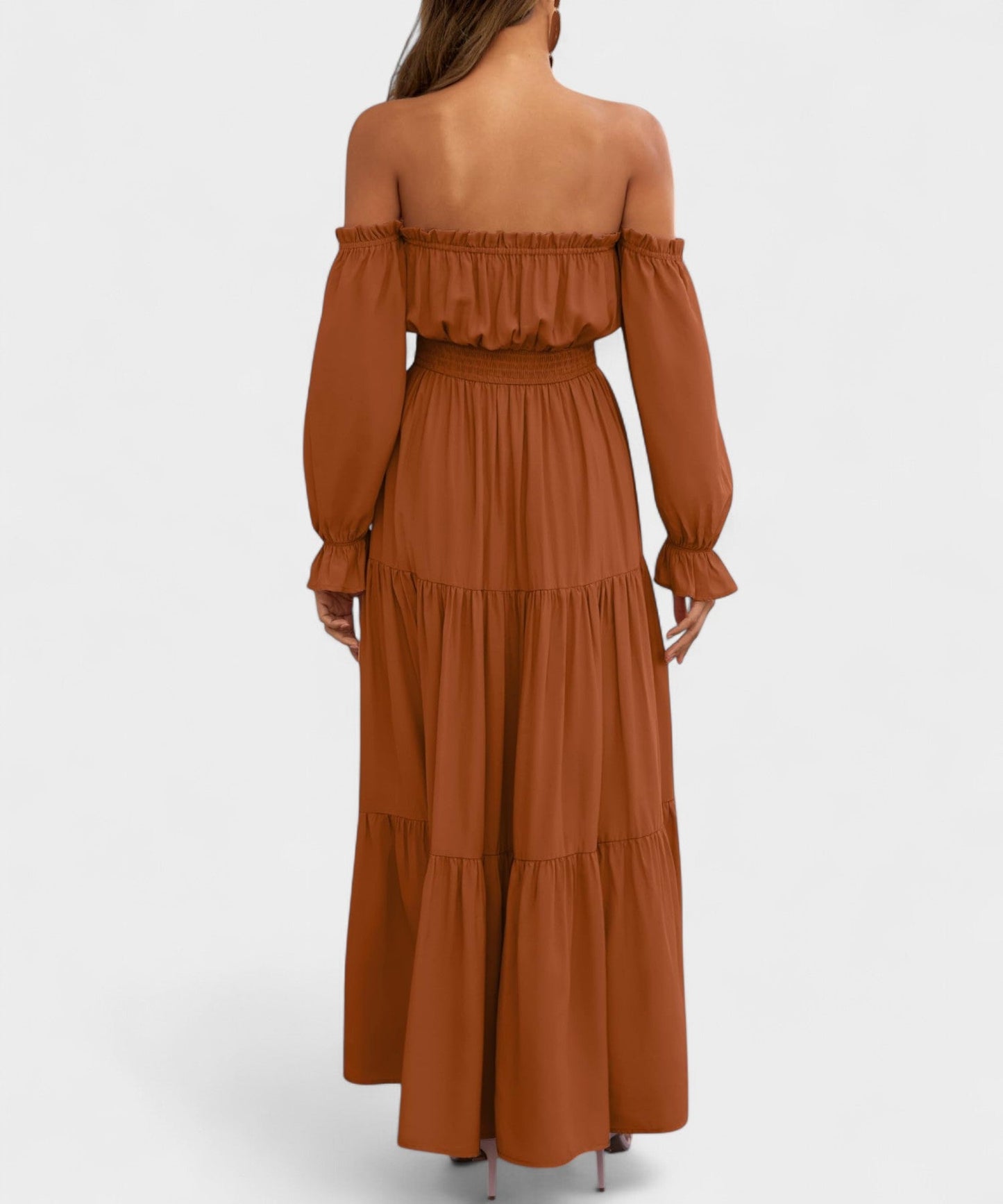 Lila | Off - Shoulder Flounce Maxi Dress - Lora Toronto