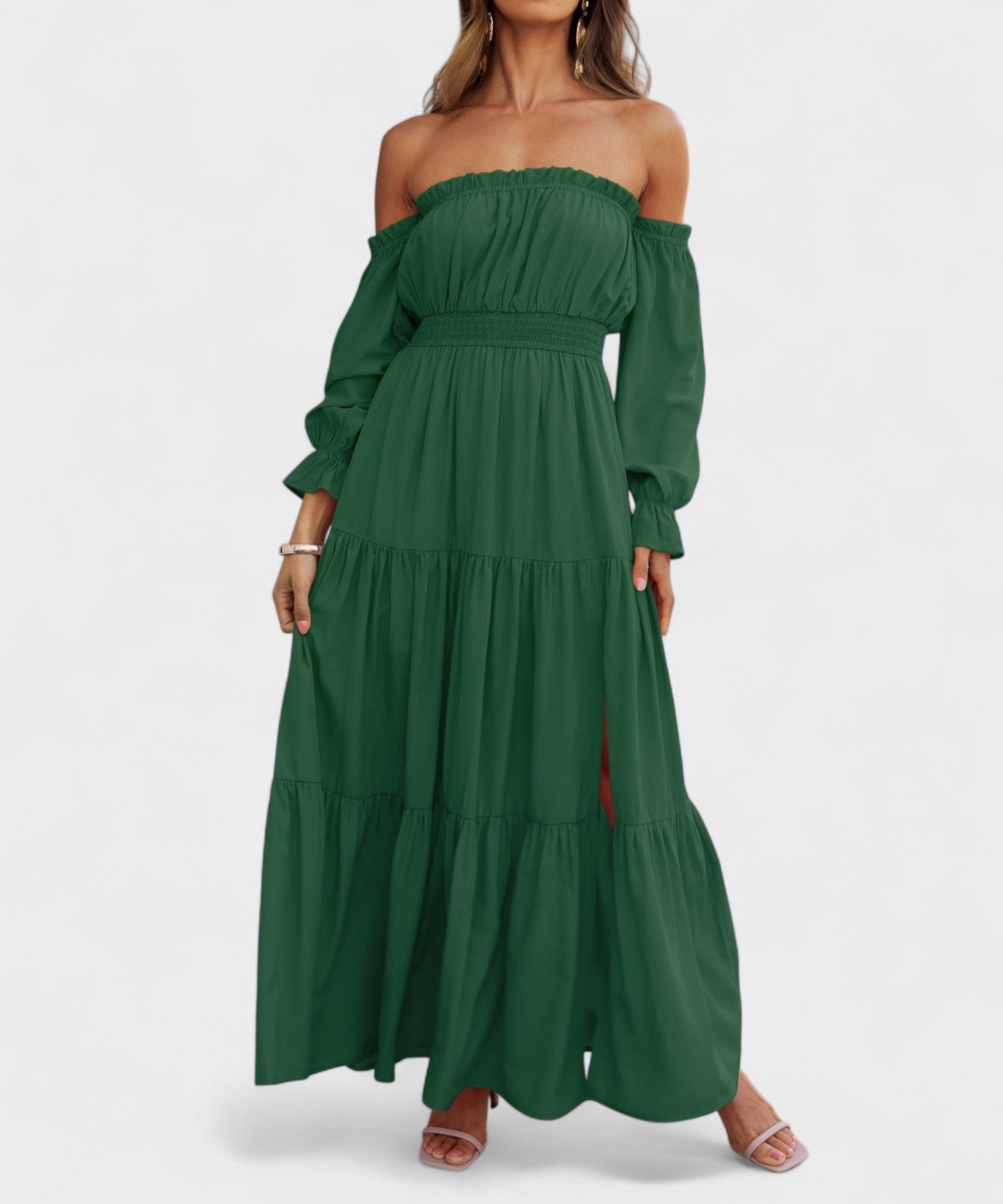 Lila | Off - Shoulder Flounce Maxi Dress - Lora Toronto