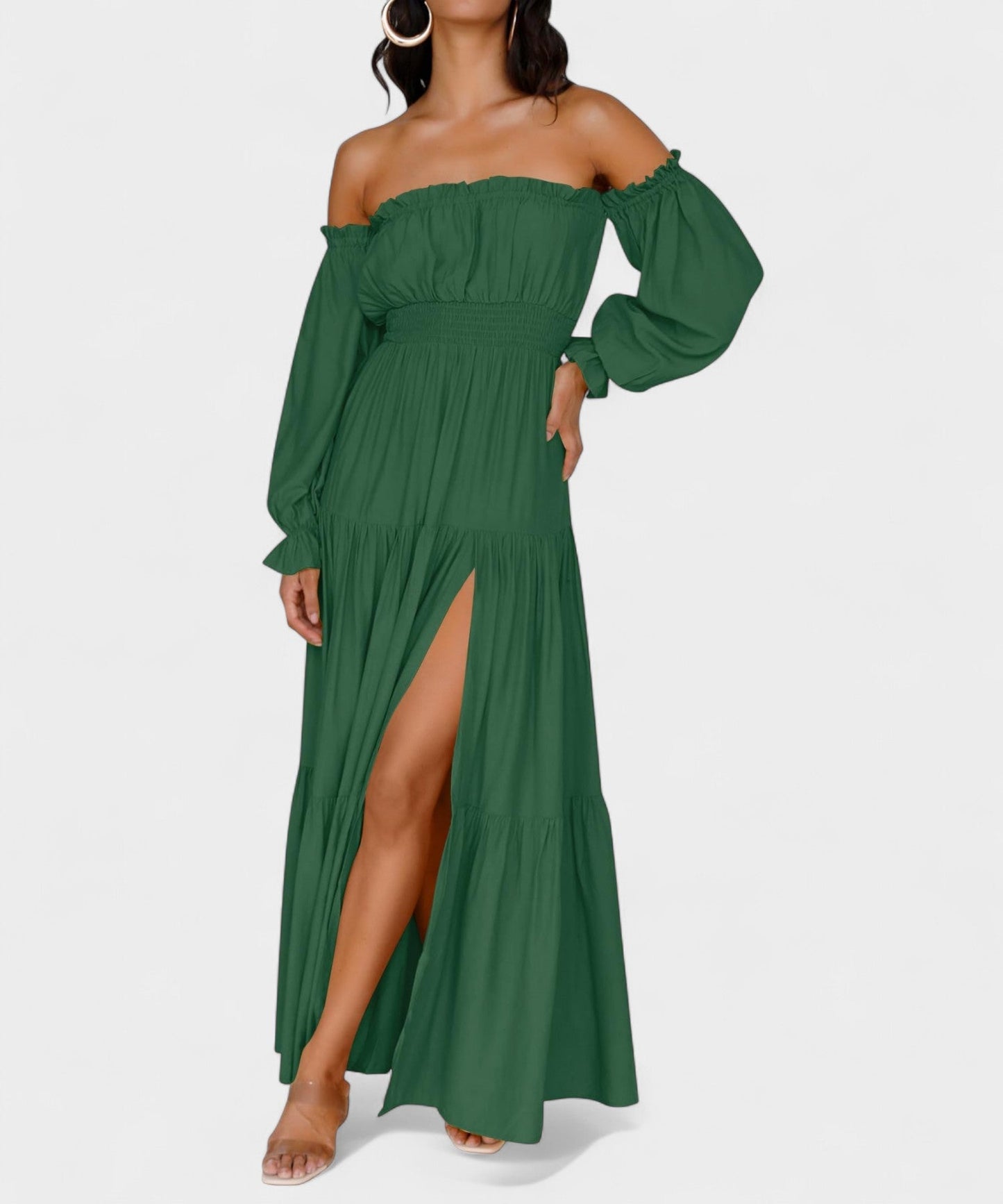 Lila | Off - Shoulder Flounce Maxi Dress - Lora Toronto