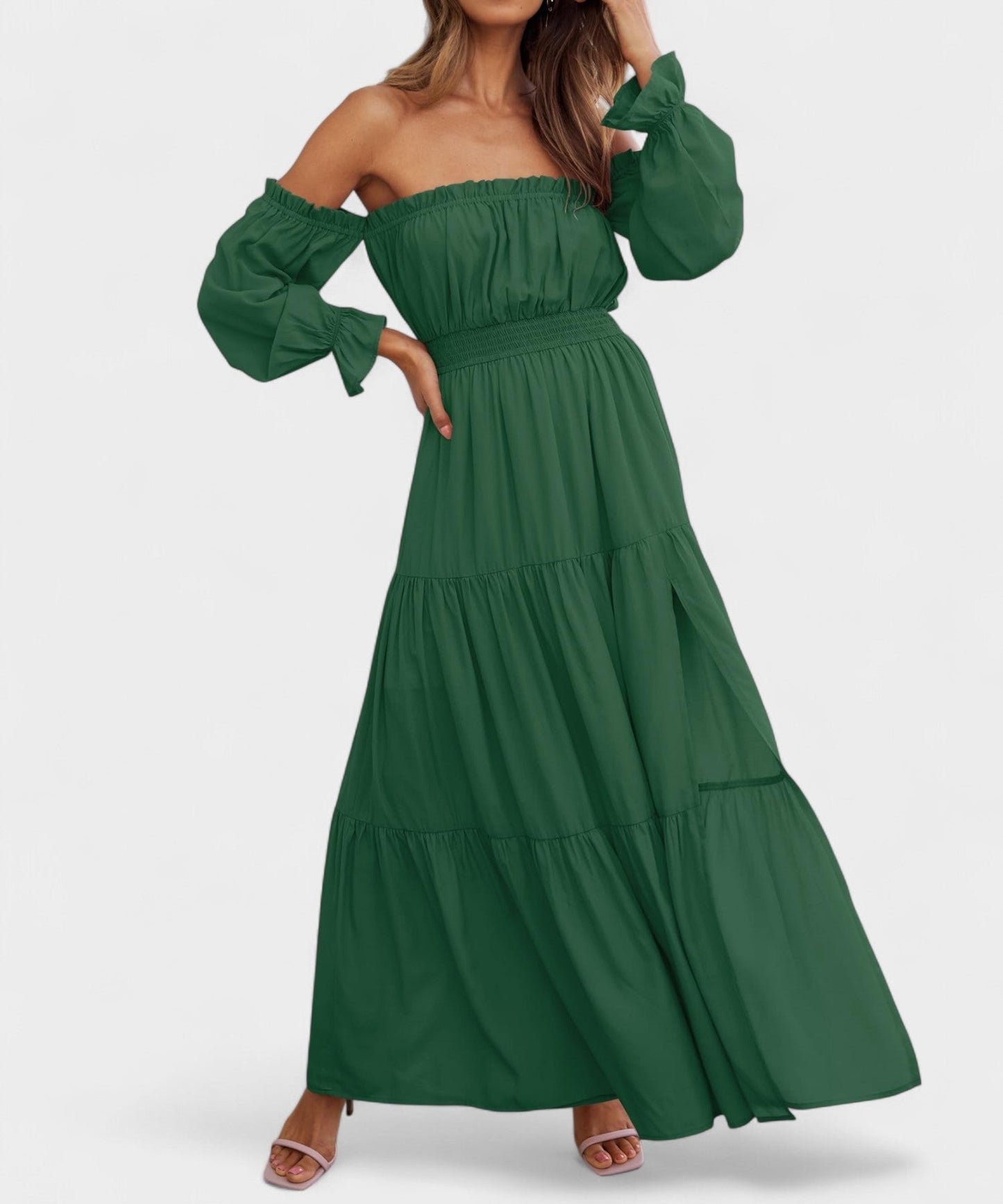 Lila | Off - Shoulder Flounce Maxi Dress - Lora Toronto