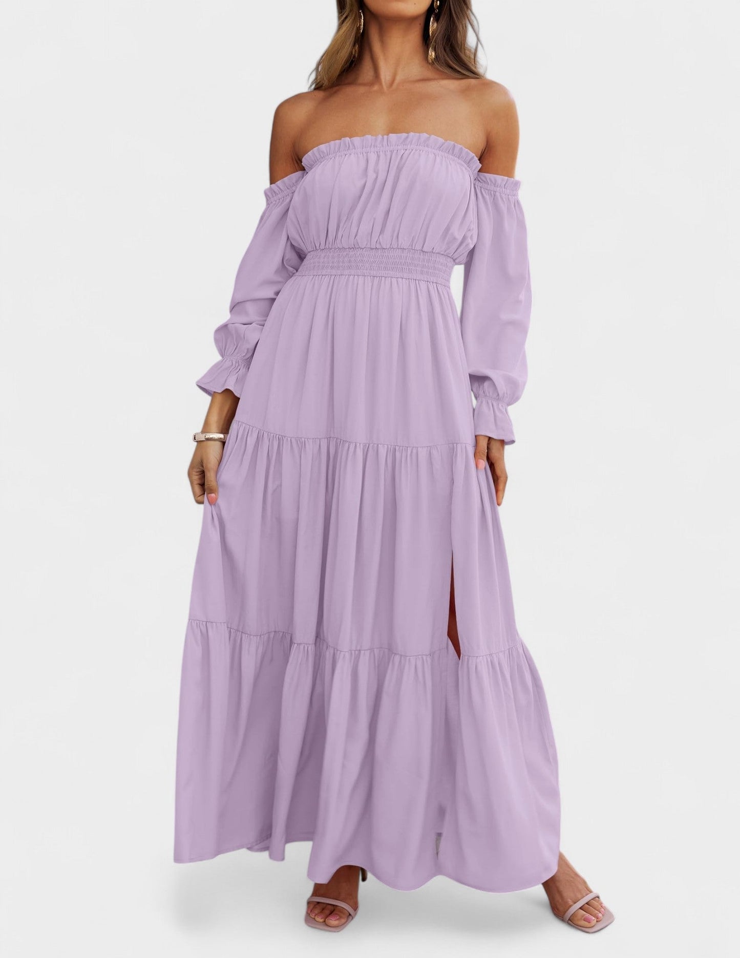 Lila | Off - Shoulder Flounce Maxi Dress - Lora Toronto