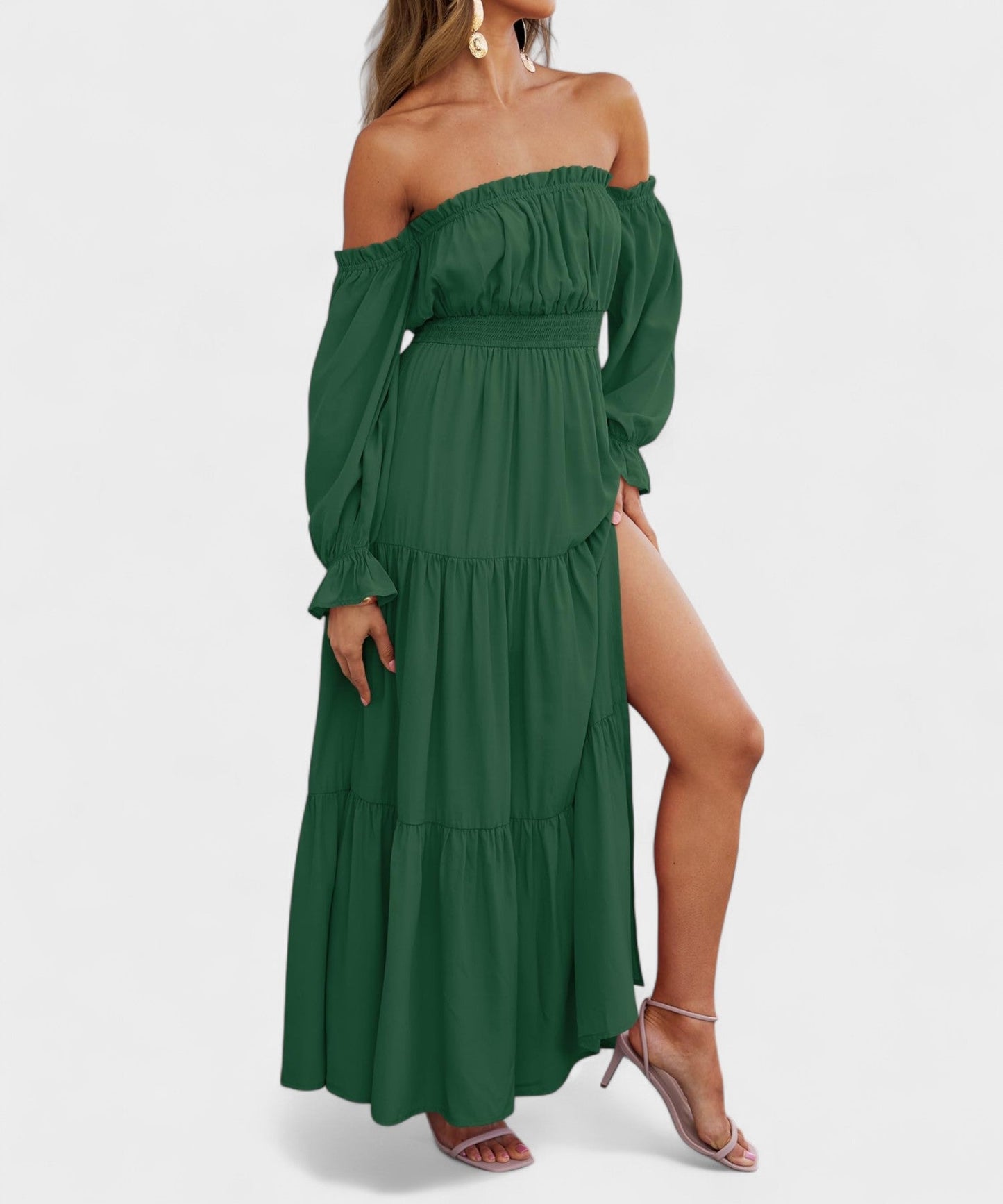 Lila | Off - Shoulder Flounce Maxi Dress - Lora Toronto