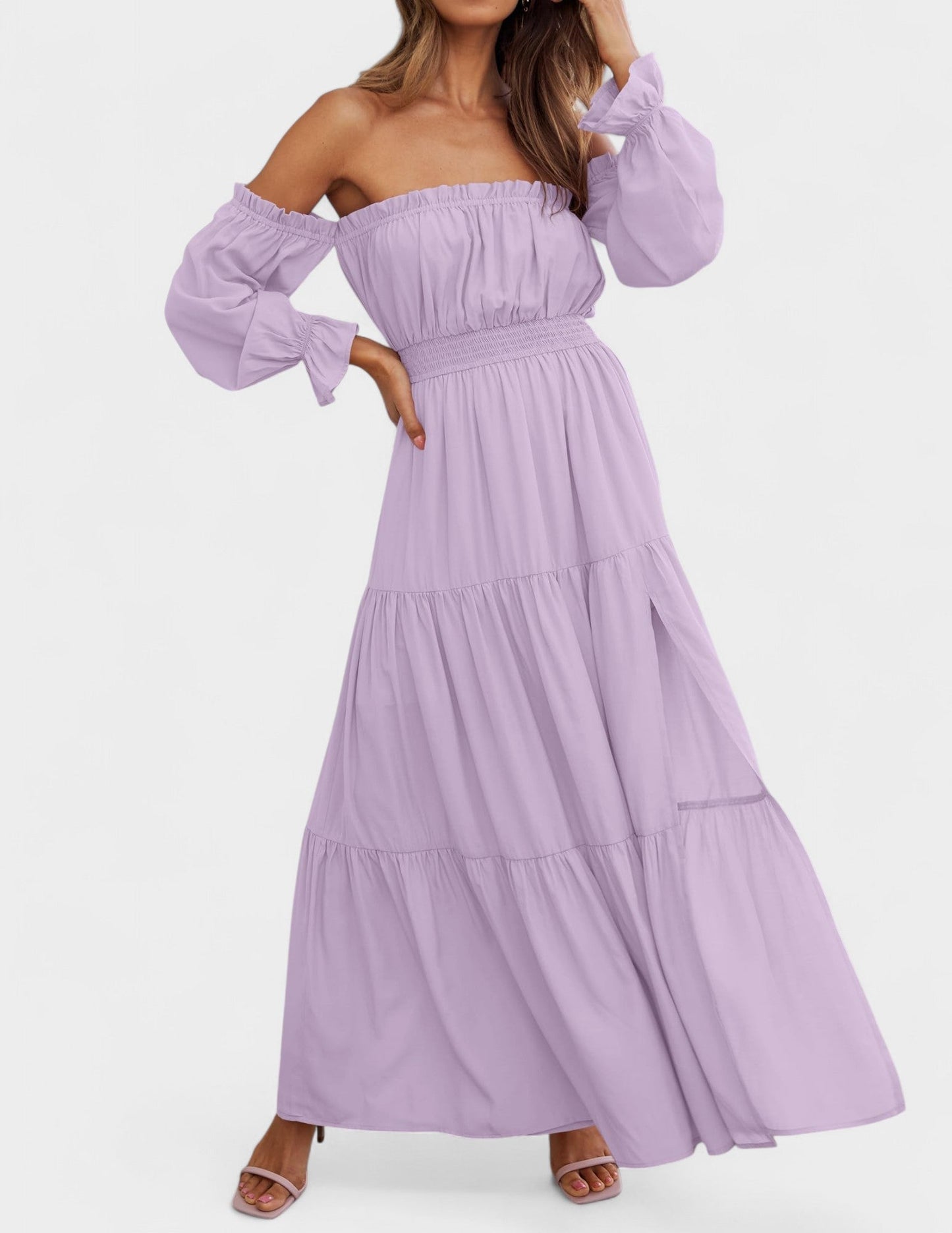 Lila | Off - Shoulder Flounce Maxi Dress - Lora Toronto