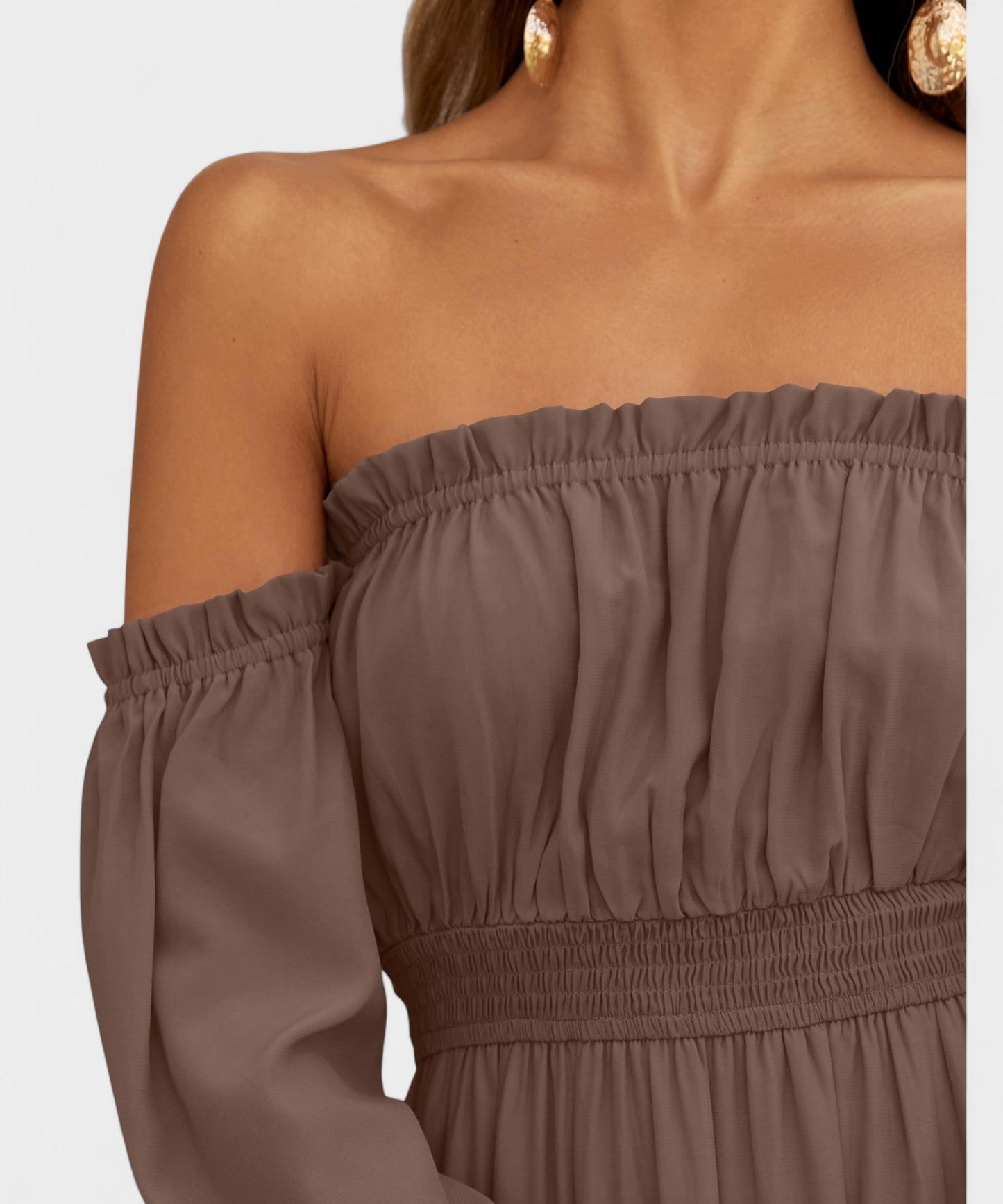 Lila | Off - Shoulder Flounce Maxi Dress - Lora Toronto