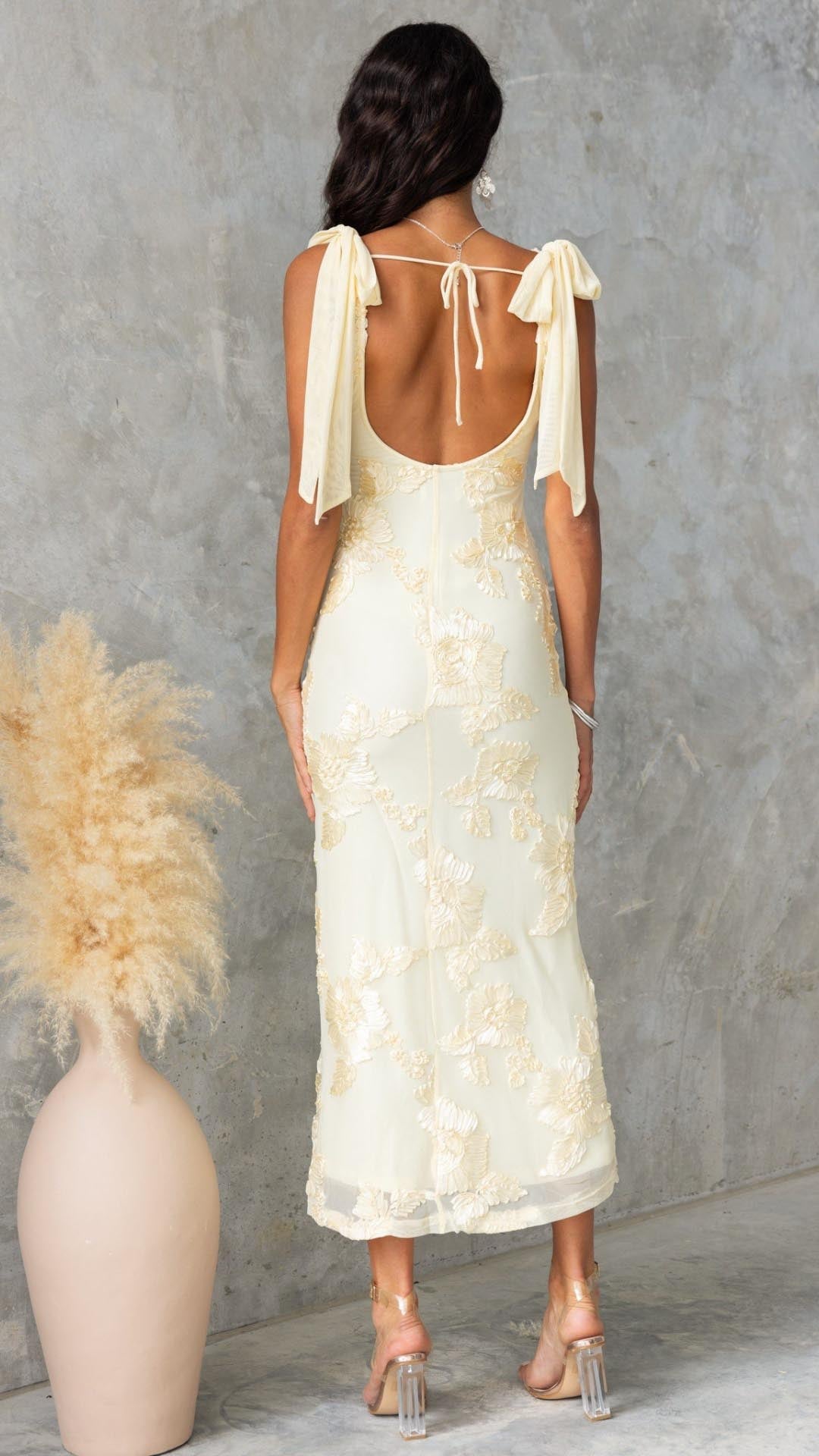 Lily | Embroidered Floral Mesh Maxi Dress - Lora Toronto