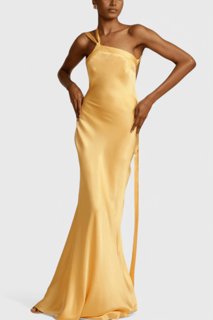 Liora | Backless Diagonal Strap Maxi Dress - Lora Toronto