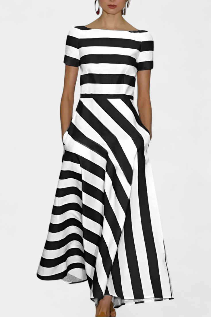 Lustra | Striped Handcrafted Maxi Dress - Lora Toronto