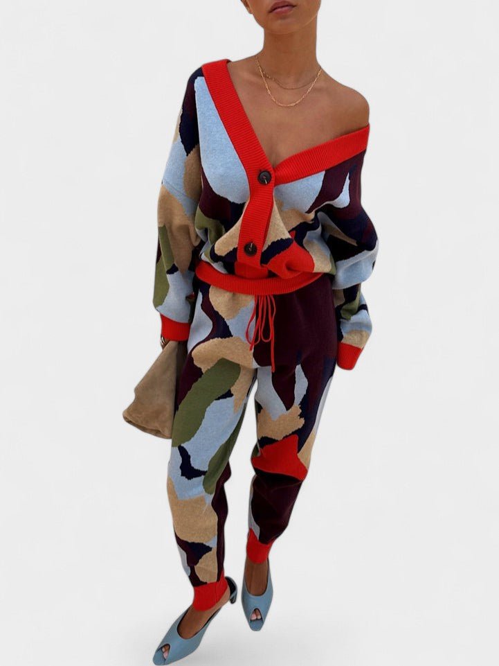 Lydia | Abstract Knit Cardigan & Skirt Set - Lora Toronto