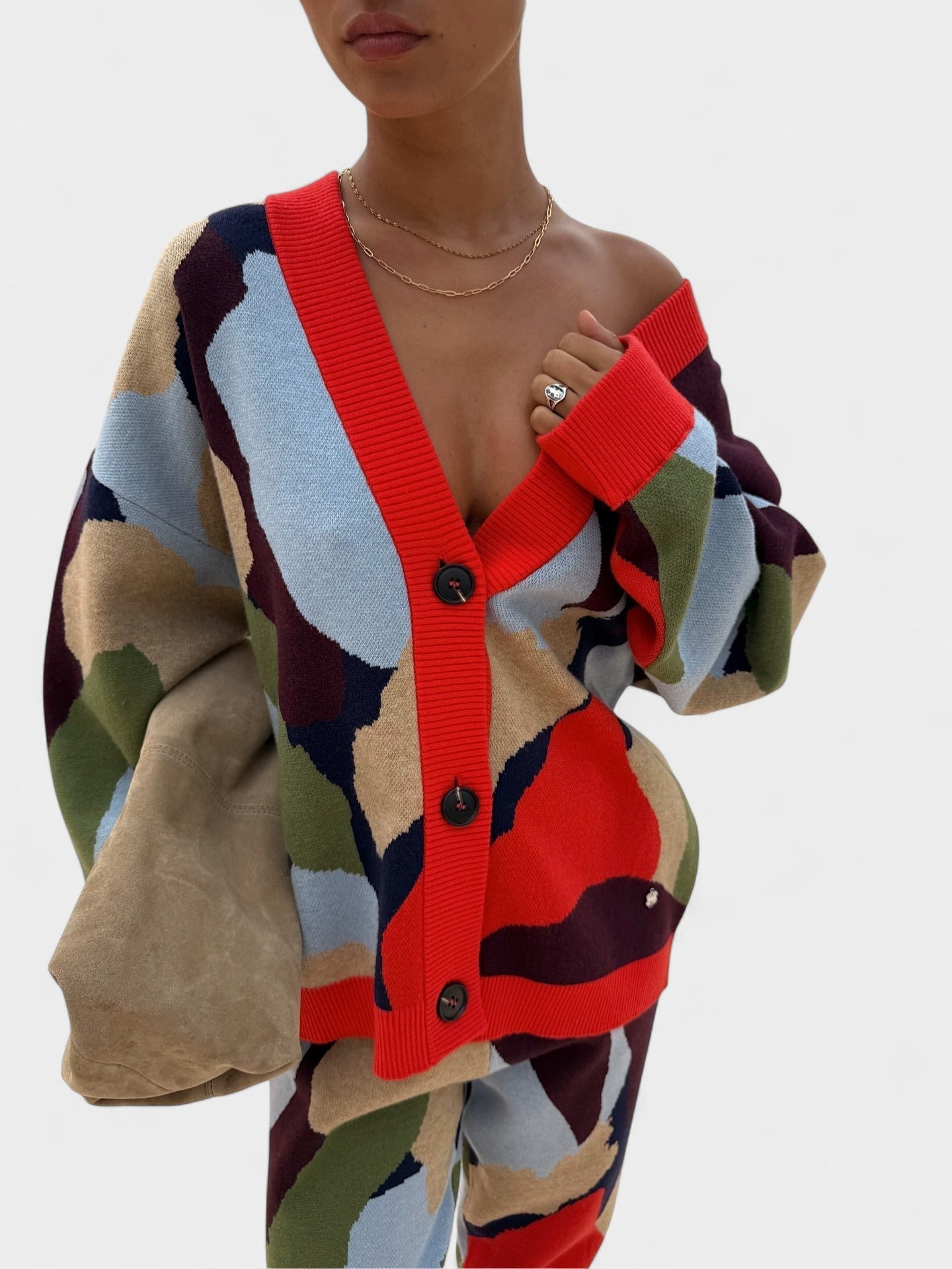 Lydia | Abstract Knit Cardigan & Skirt Set - Lora Toronto