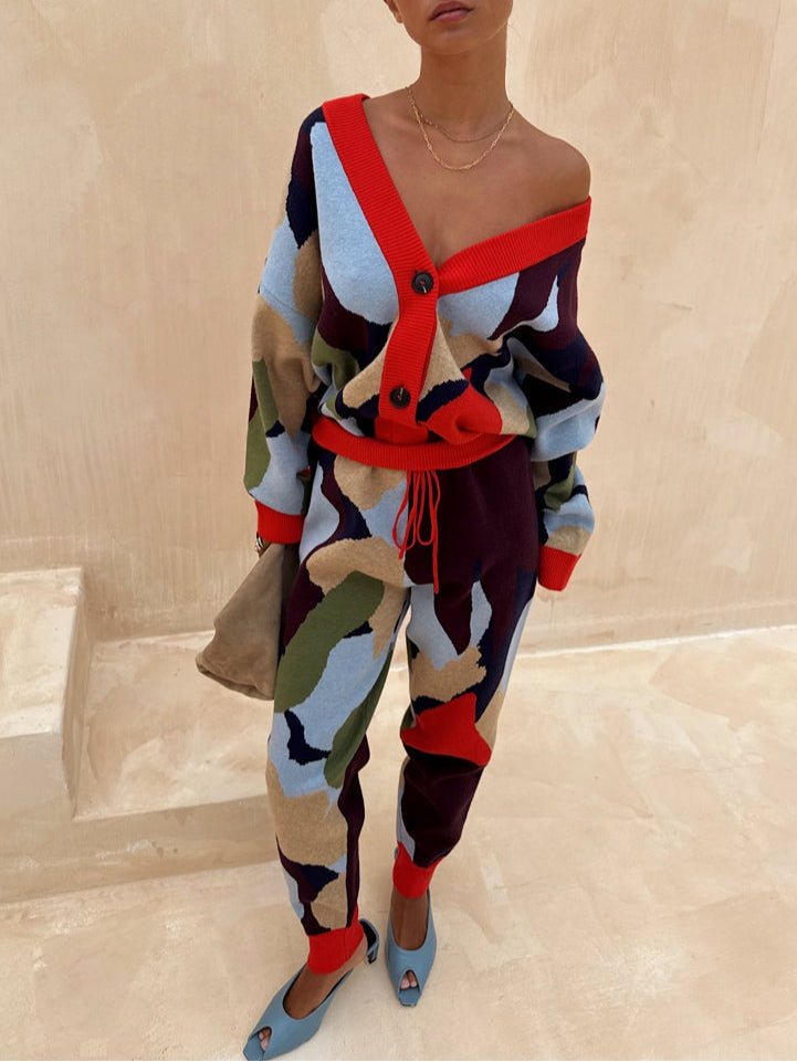 Lydia | Abstract Knit Cardigan & Skirt Set - Lora Toronto
