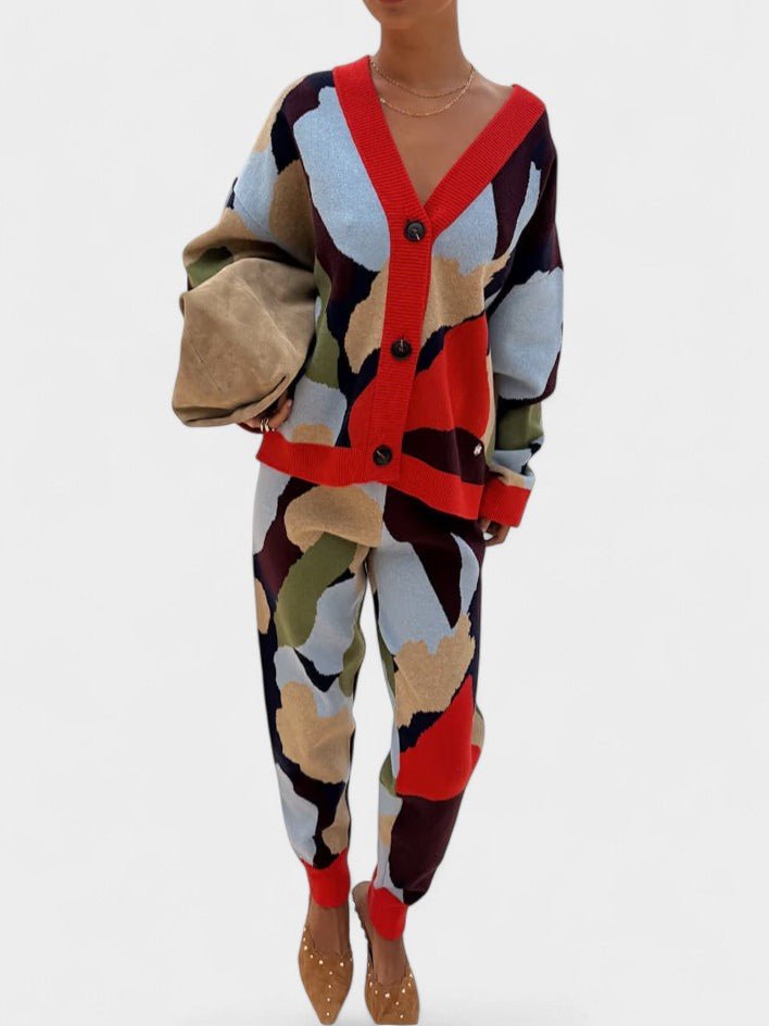 Lydia | Abstract Knit Cardigan & Skirt Set - Lora Toronto