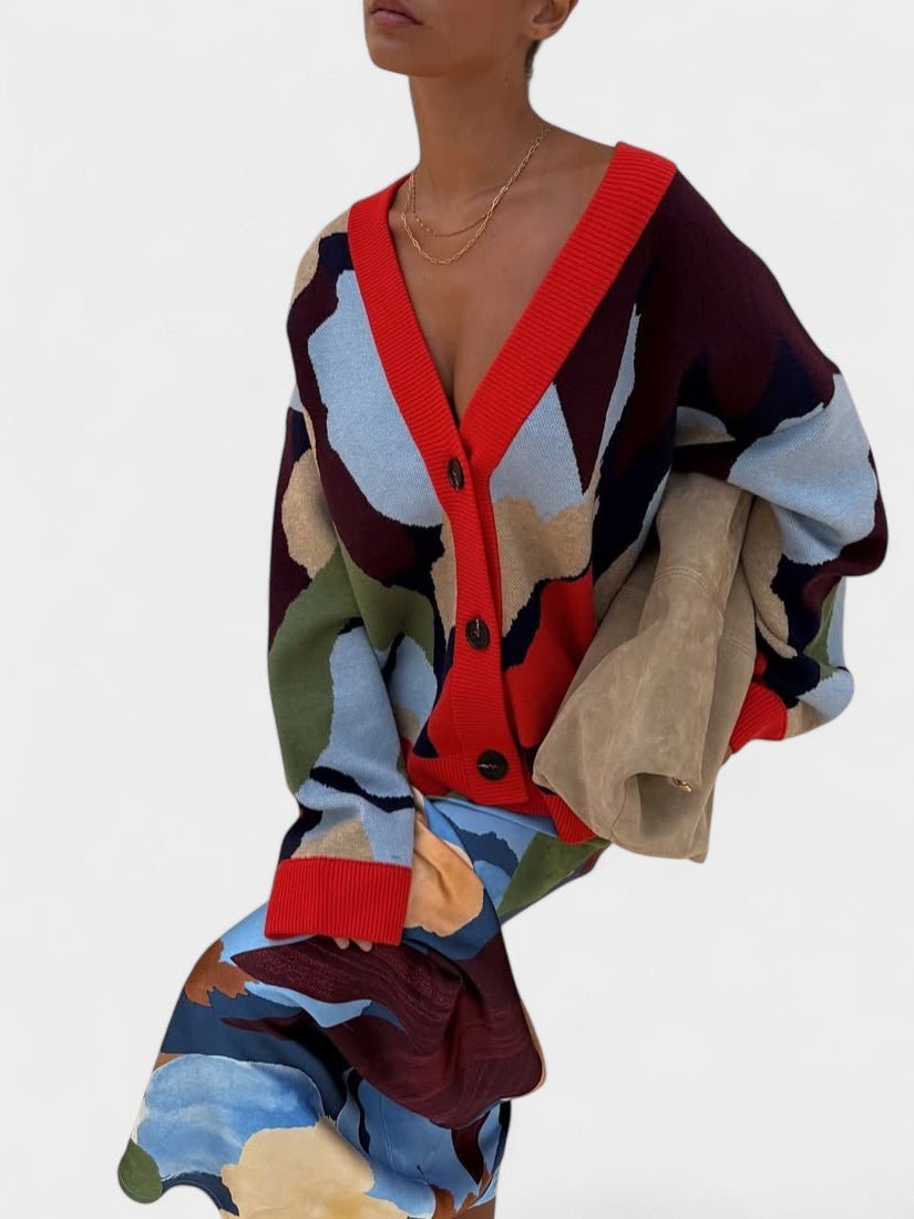 Lydia | Abstract Knit Cardigan & Skirt Set - Lora Toronto