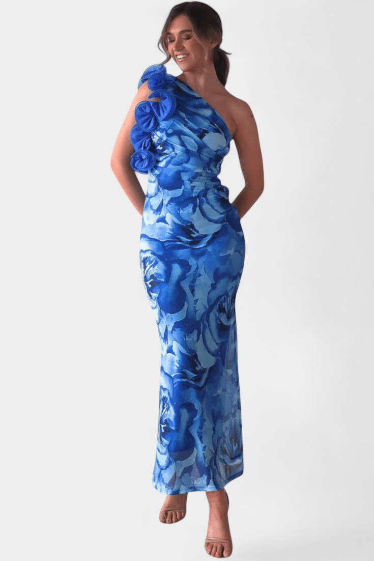 Maëlle | One - Shoulder Floral Detail Maxi Dress - Lora Toronto