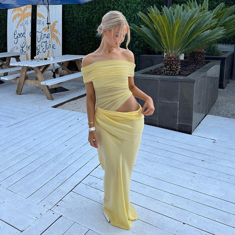 Maisy | Off - Shoulder Mesh Maxi Dress - Lora Toronto