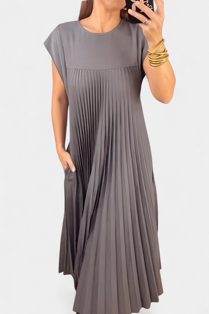 Manuela | Sleeveless Pleated High - Waist Dress - Lora Toronto