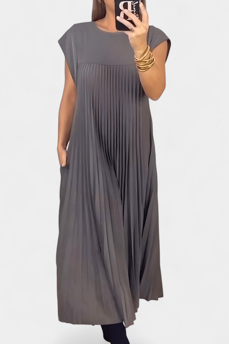 Manuela | Sleeveless Pleated High - Waist Dress - Lora Toronto