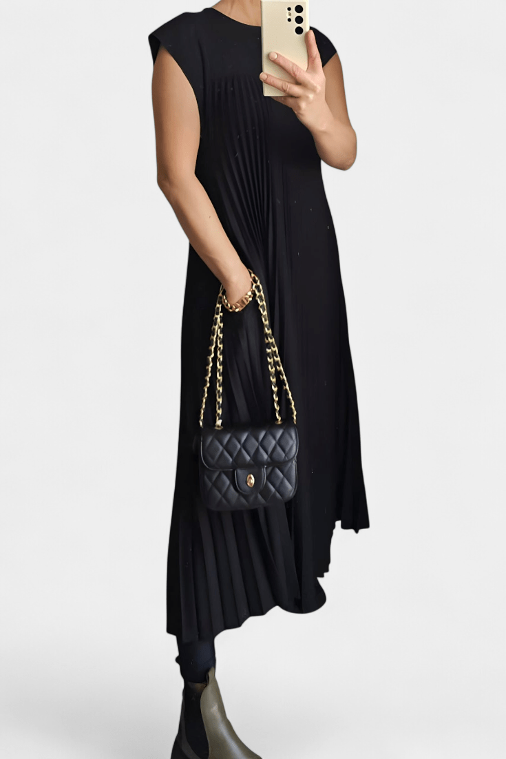 Manuela | Sleeveless Pleated High - Waist Dress - Lora Toronto