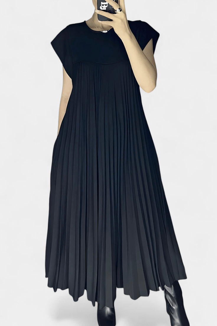 Manuela | Sleeveless Pleated High - Waist Dress - Lora Toronto