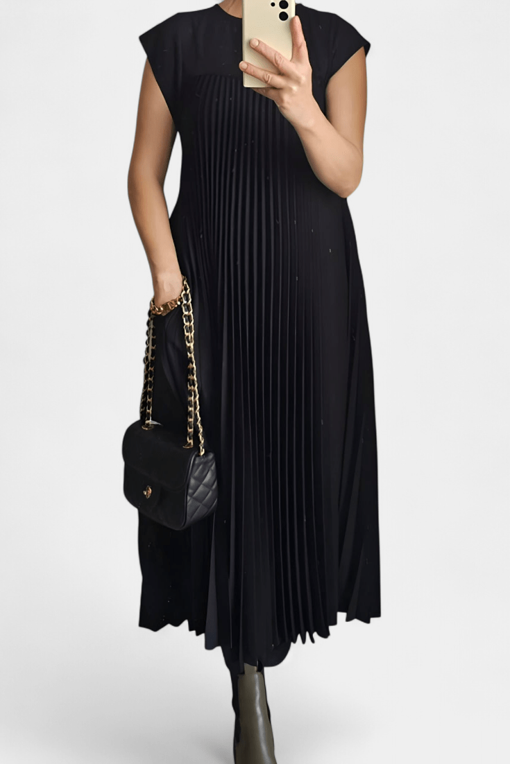 Manuela | Sleeveless Pleated High - Waist Dress - Lora Toronto
