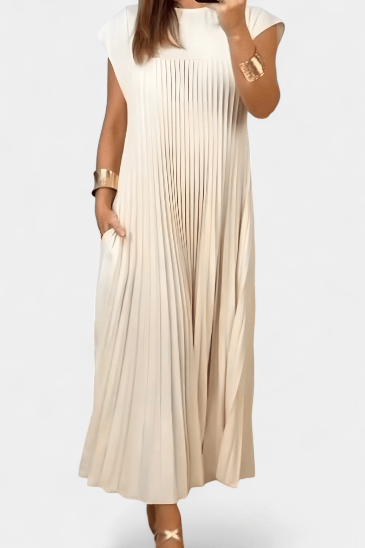 Manuela | Sleeveless Pleated High - Waist Dress - Lora Toronto
