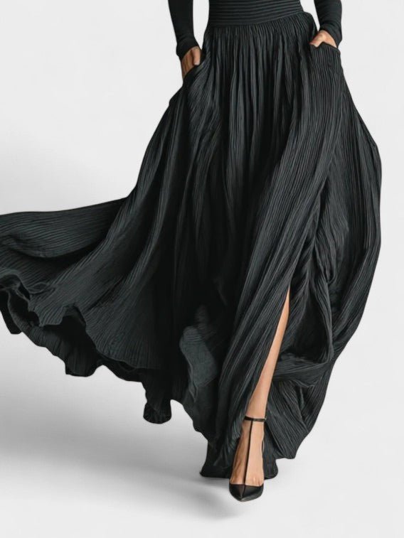 Mary | All Black Turtleneck & Pleated Skirt Set - Lora Toronto