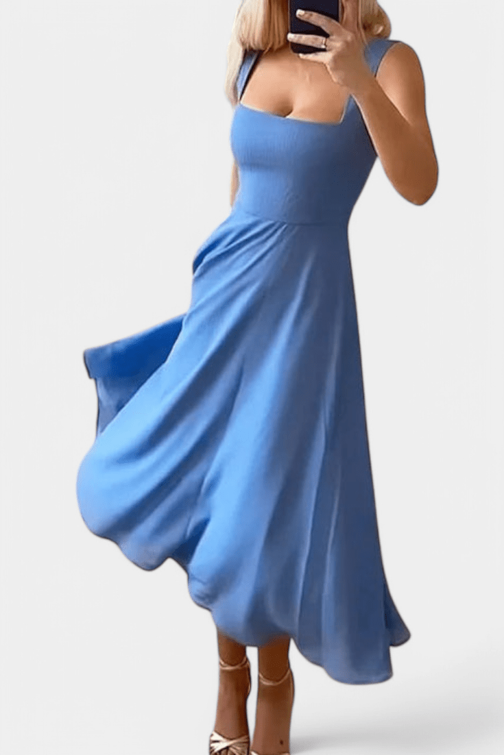 Mary | Sleeveless Fit and Flare A - Line Midi Dress - Lora Toronto