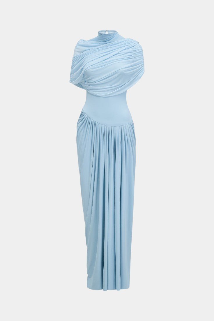 Melisande | Asymmetric Pleated Maxi Dress - Lora Toronto