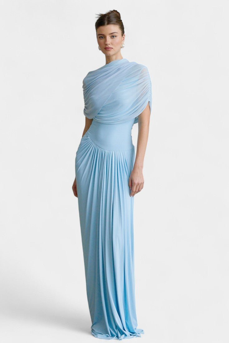 Melisande | Asymmetric Pleated Maxi Dress - Lora Toronto