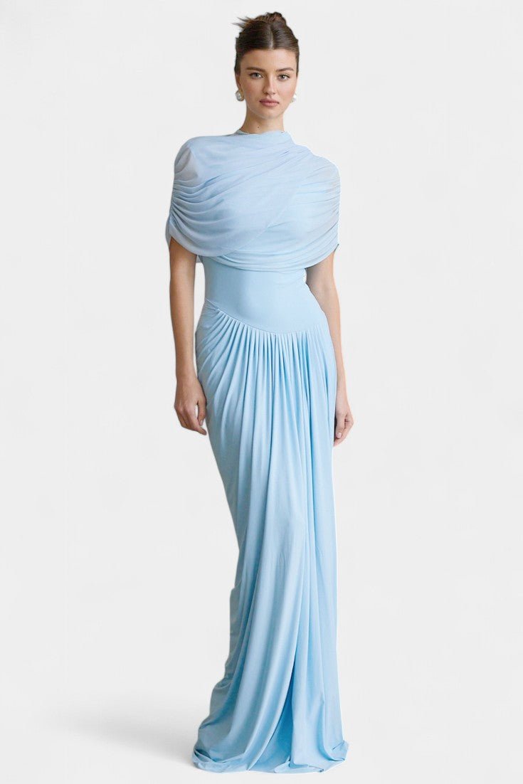 Melisande | Asymmetric Pleated Maxi Dress - Lora Toronto