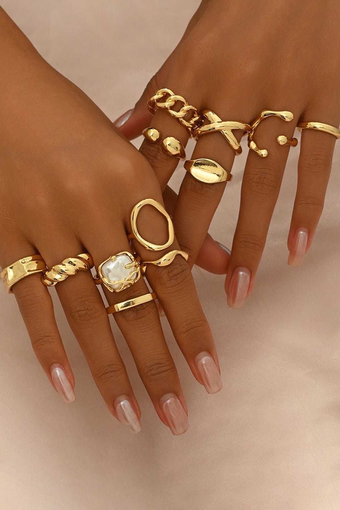 Metallic Geometric Open Ring Set - Lora Toronto