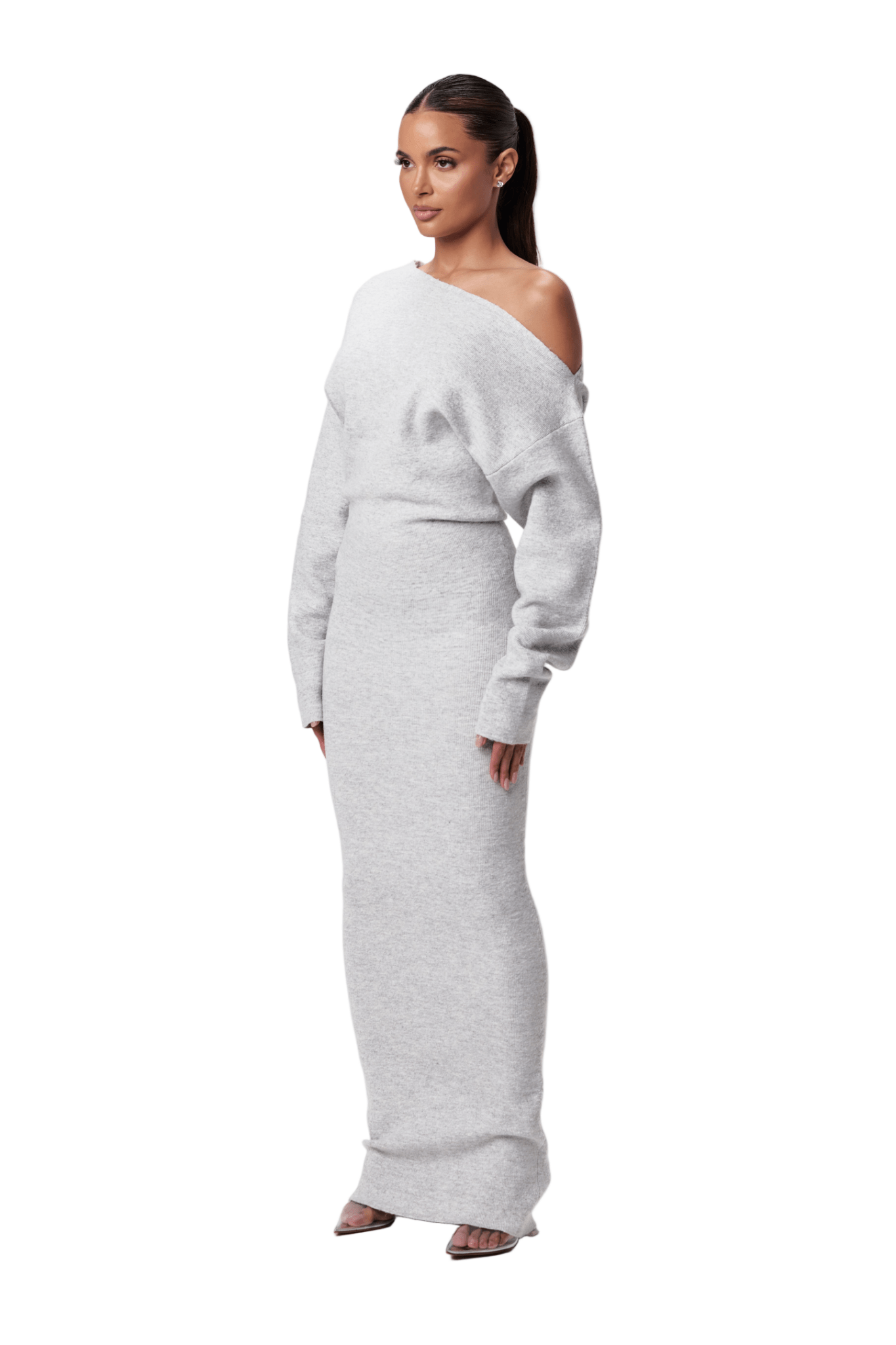 Mila | Off - Shoulder Knit Sweater Dress - Lora Toronto