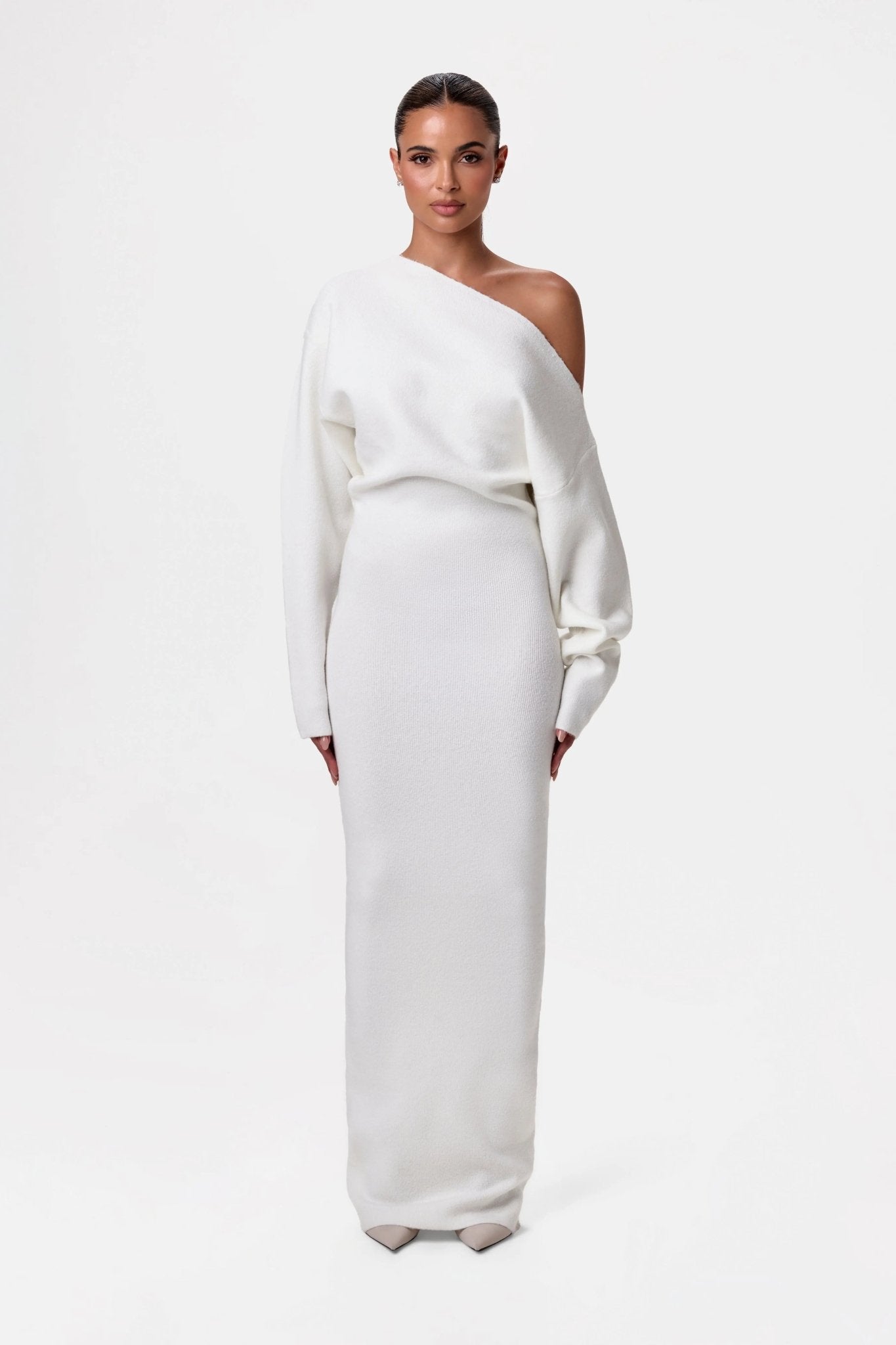 Mila | Off - Shoulder Knit Sweater Dress - Lora Toronto