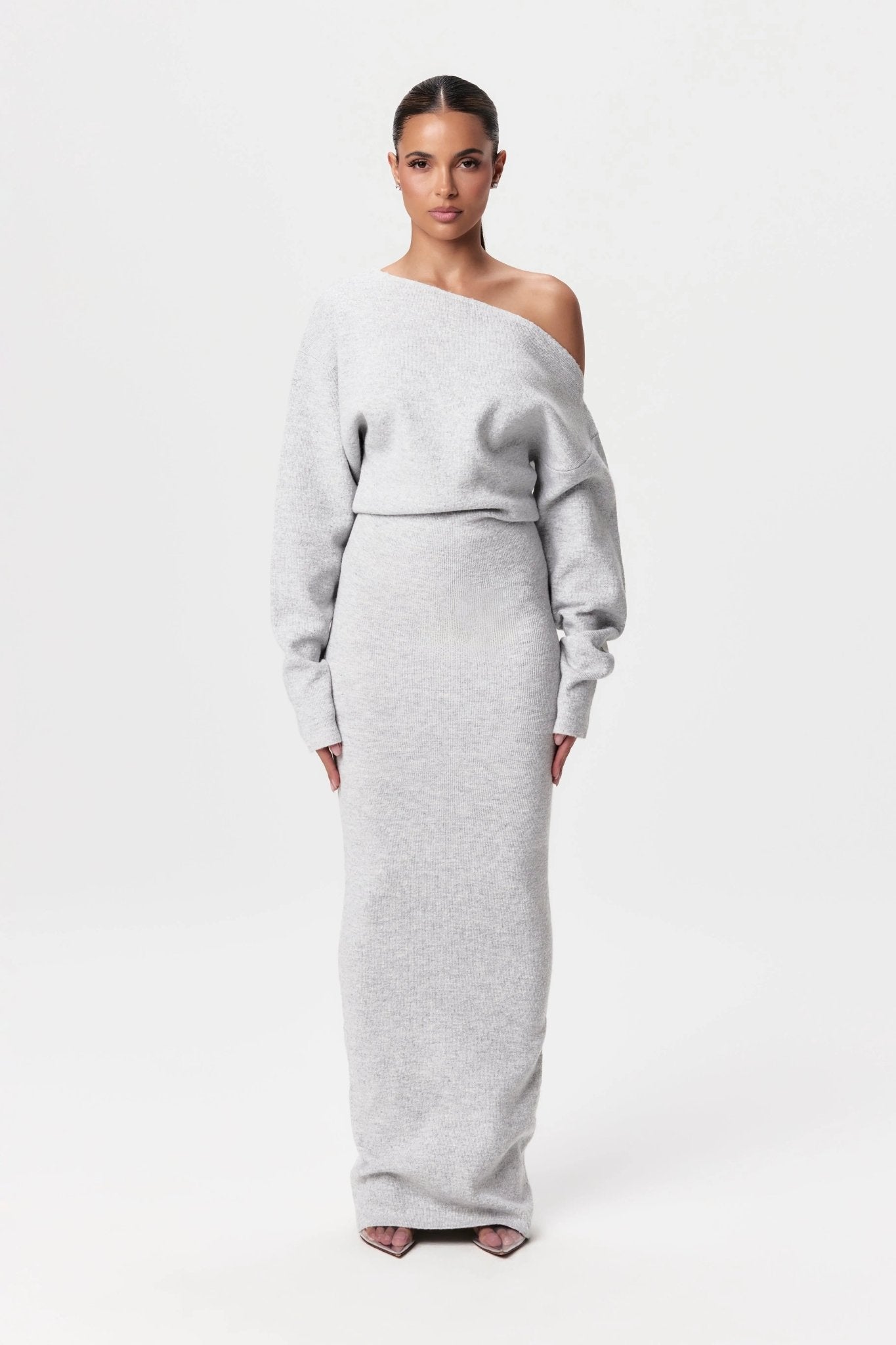 Mila | Off - Shoulder Knit Sweater Dress - Lora Toronto