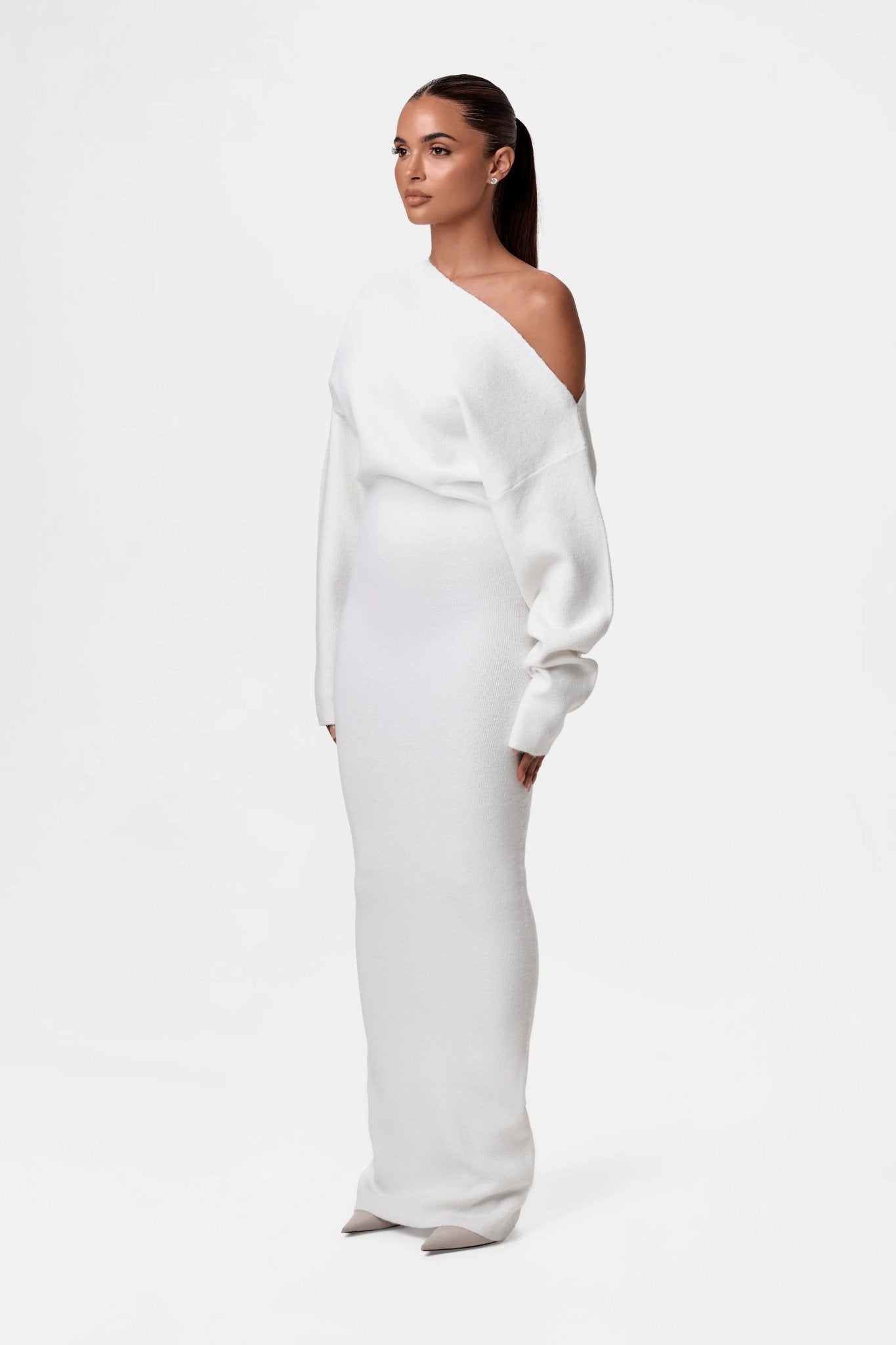 Mila | Off - Shoulder Knit Sweater Dress - Lora Toronto