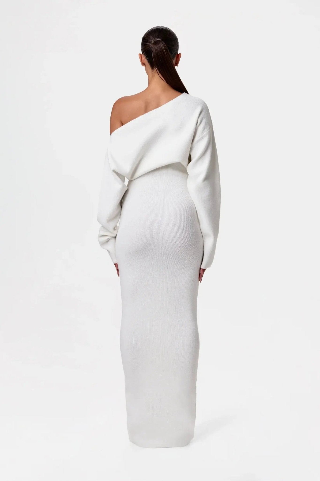 Mila | Off - Shoulder Knit Sweater Dress - Lora Toronto
