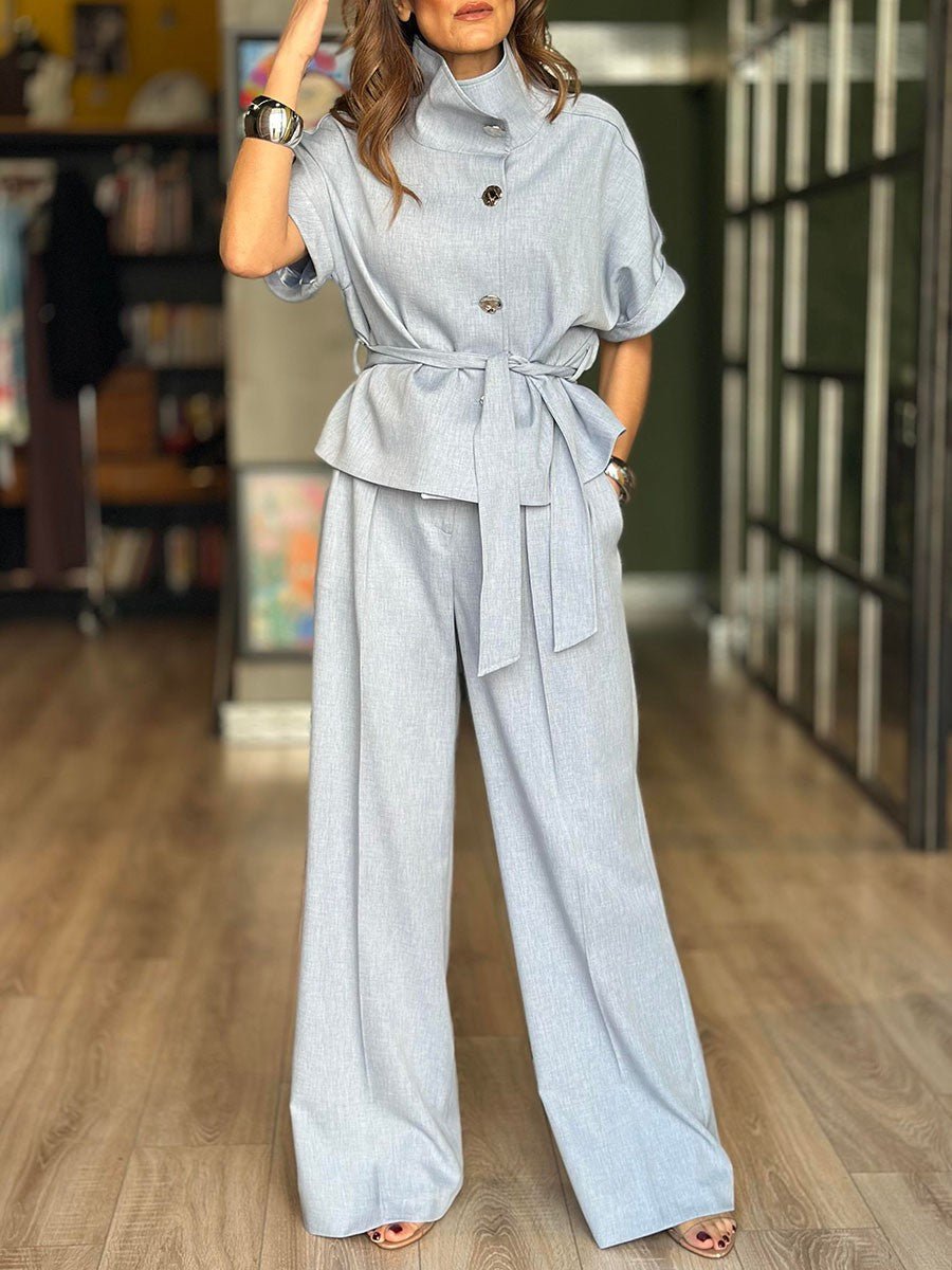 Mira Belted Wide - Leg Pant Set - Lora Toronto