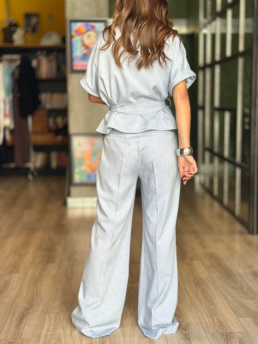 Mira Belted Wide - Leg Pant Set - Lora Toronto