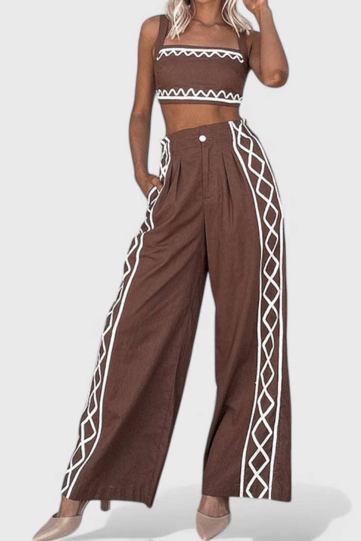 Mirella Zigzag Print Crop & Wide - Leg Set - Lora Toronto