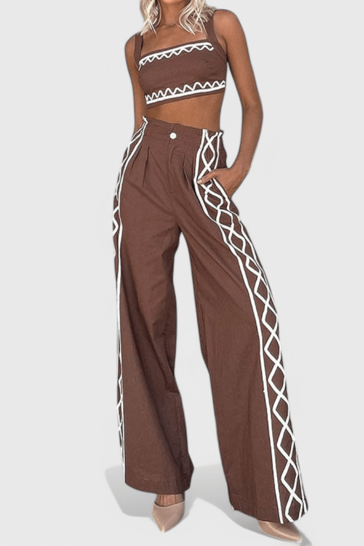 Mirella Zigzag Print Crop & Wide - Leg Set - Lora Toronto