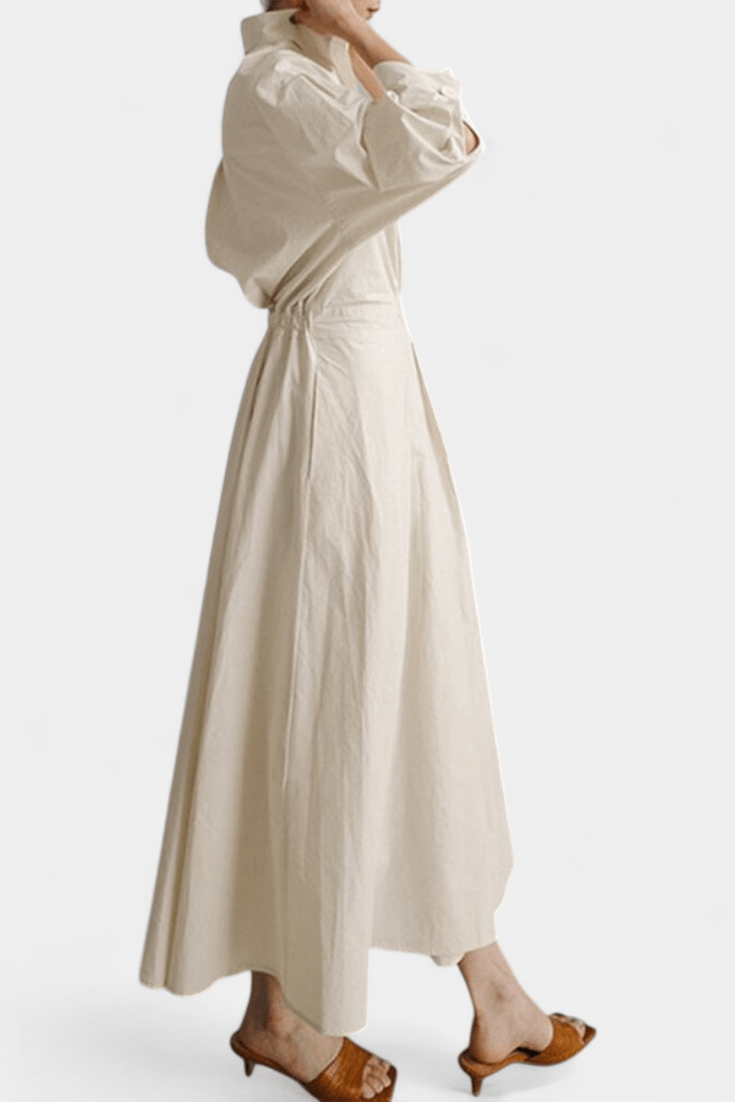 Miriam | Retro Collar Long Sleeve Maxi Dress - Lora Toronto