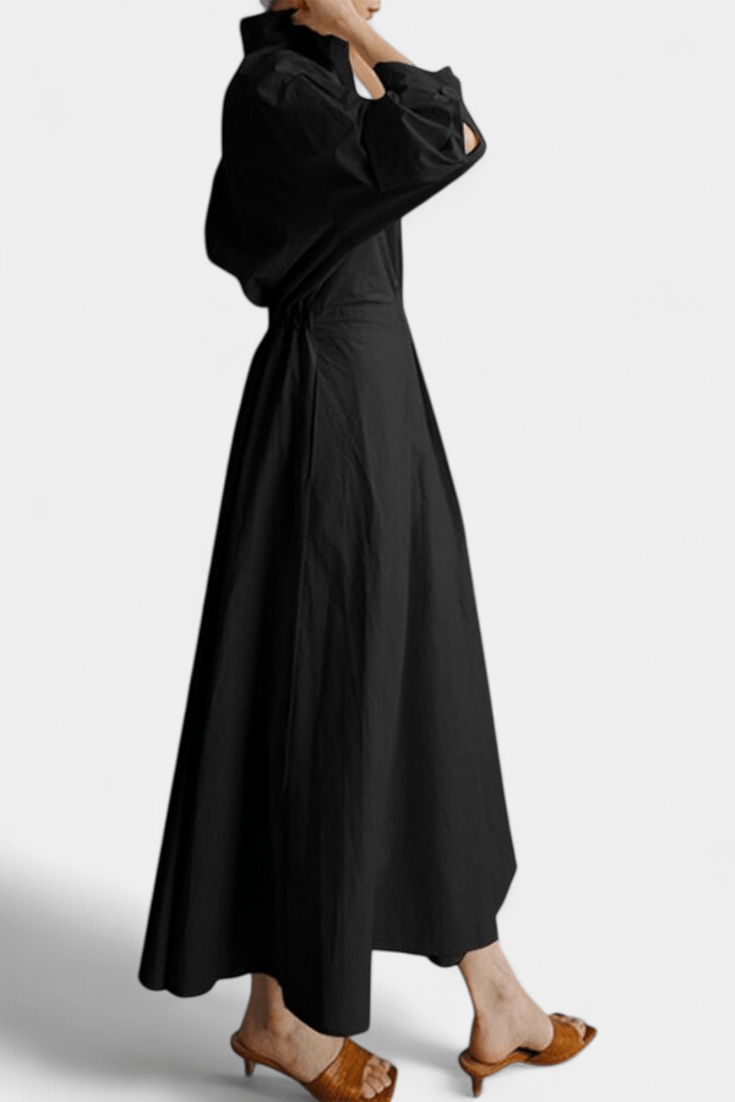 Miriam | Retro Collar Long Sleeve Maxi Dress - Lora Toronto
