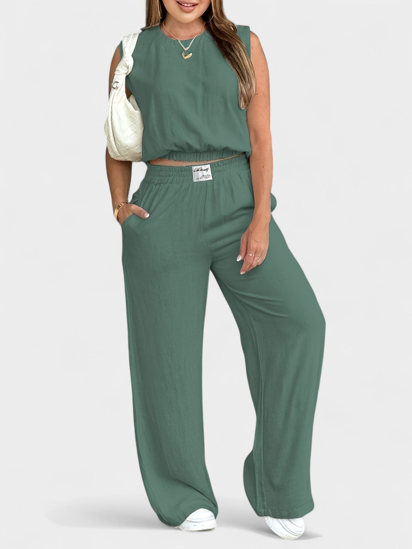 Noa | Linen Wide - Leg Two - Piece Set - Lora Toronto