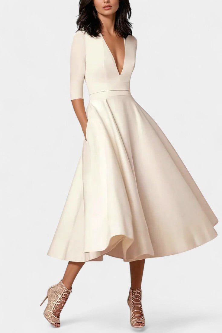 Nylah | A - Line Swing Midi Dress - Lora Toronto