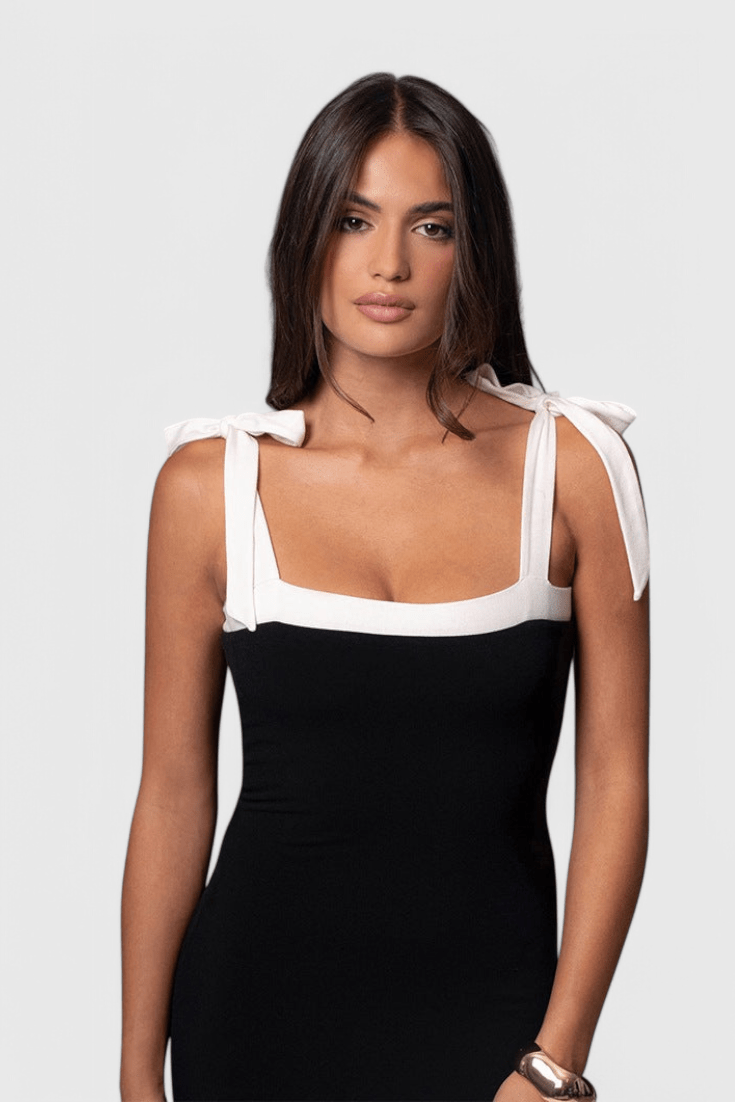 Sabine | Bow Strap Full - Length Evening Dress - Lora Toronto