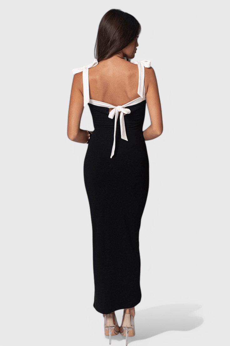 Sabine | Bow Strap Full - Length Evening Dress - Lora Toronto