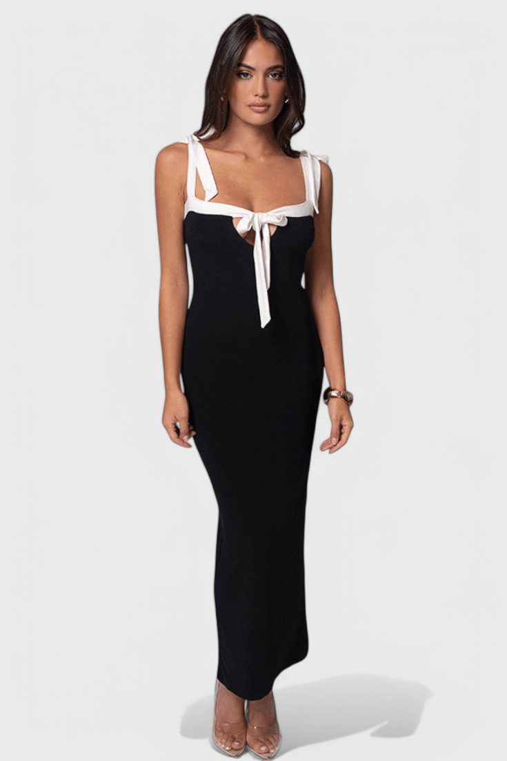 Sabine | Bow Strap Full - Length Evening Dress - Lora Toronto