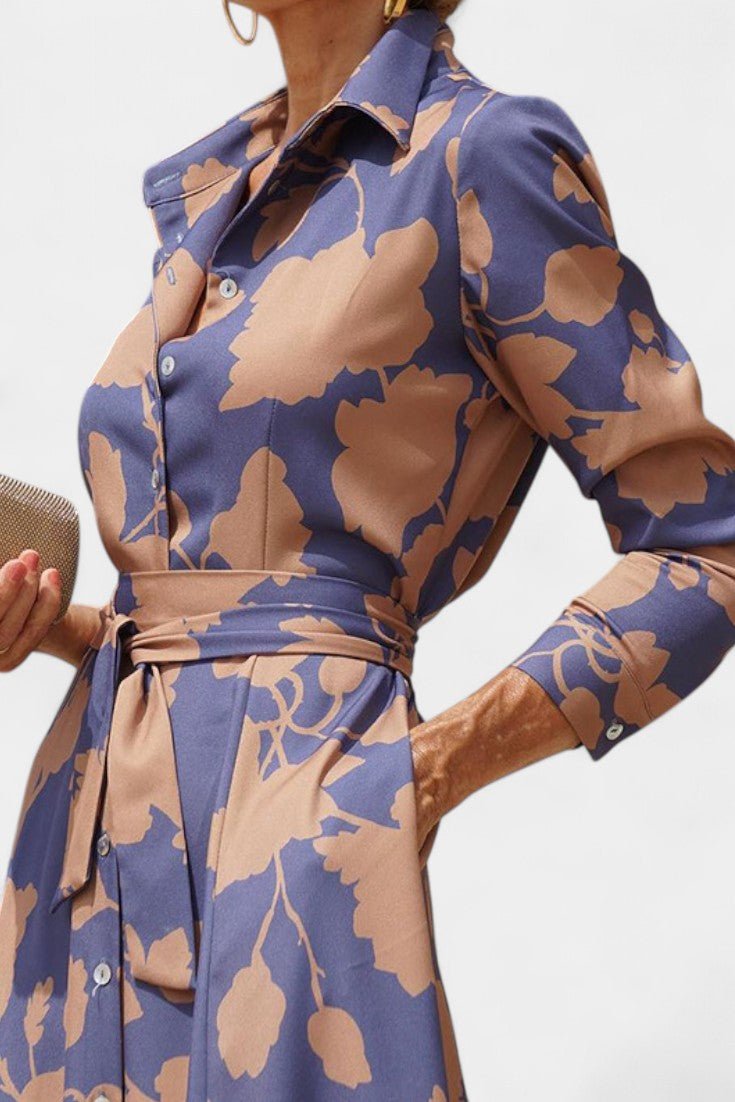Samaria | Floral Collared Button Midi Dress - Lora Toronto