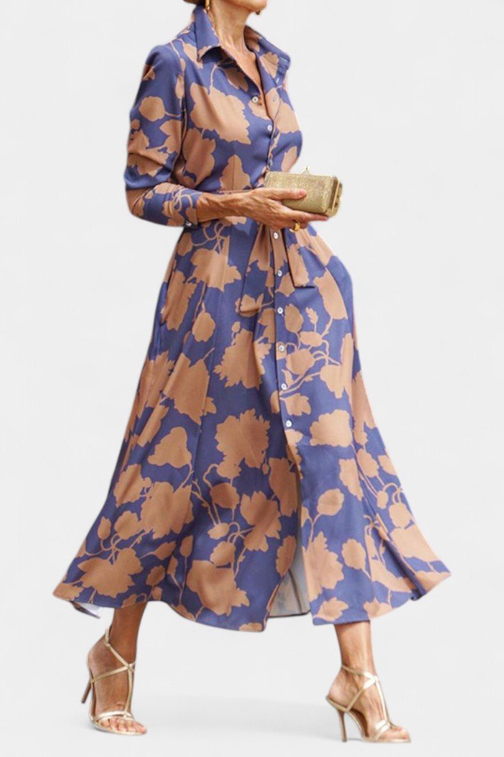 Samaria | Floral Collared Button Midi Dress - Lora Toronto